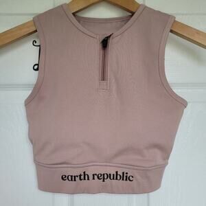 Earth Republic Sports‎ Bra Zip Halter Top Women's XXS Mauve Athletic Support